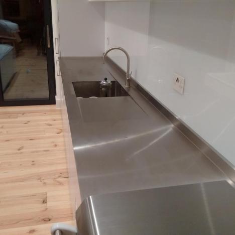 stainless steel worktops made for Keller Design by Blanco in Germany for our Peckham installation