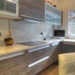 designer kitchen with Zebrano grey soft close doors and drawers