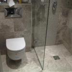 Walk in wetroom with wall-hung WC